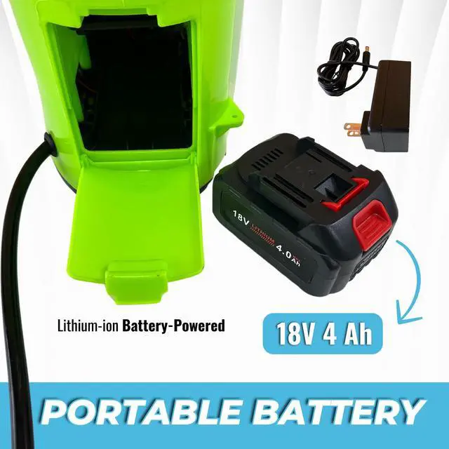 Alt view image 6 of 6 - Battery Powered Backpack Sprayer 2.6 Gallon, Adjustable 0-100 PSI Pressure, Compatible with Makita 18V Battery, 7 Nozzles, Telescopic Wand, Charger Included, Electric Sprayer, Lawn & Garden Use
