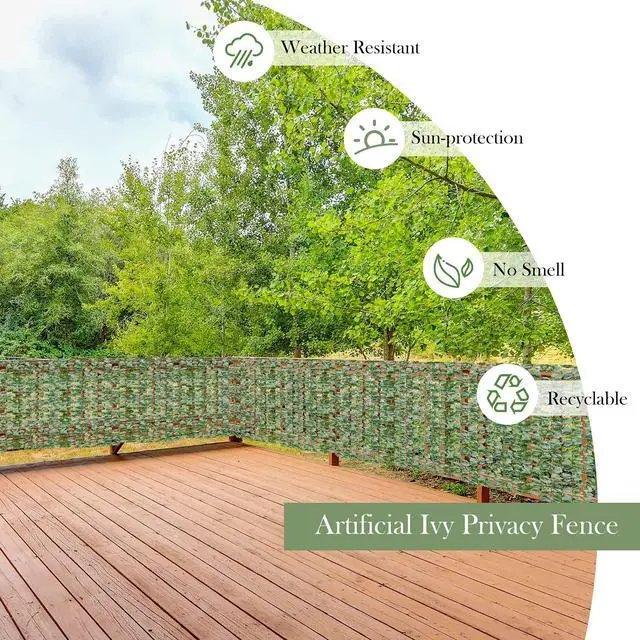 Alt view image 5 of 6 - Artificial Faux Ivy Privacy Fence, 118"x59" Artificial Hedge Faux Ivy Vine Leaf Greenery Wall Screen, Decorative Trellis Fence Covering for Outdoor Porch Garden Patio