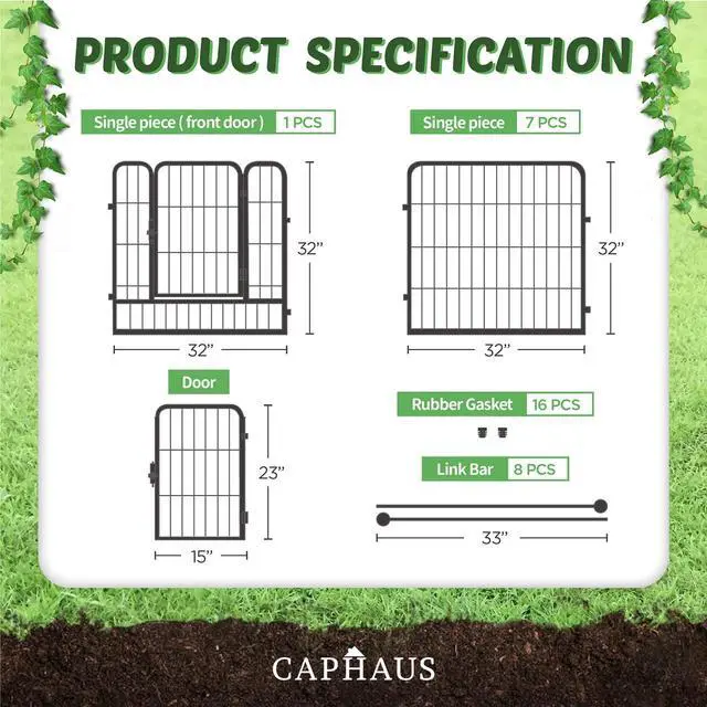 Alt view image 2 of 6 - Decorative Garden Fence, 32 Inch x 21 FT Heavy Duty Iron Fencing Landscape Patio Flower Bed Animal Barrier Border Edging Section, Panel Decor, Folding Wire Fence for Yard for Dog Outdoor