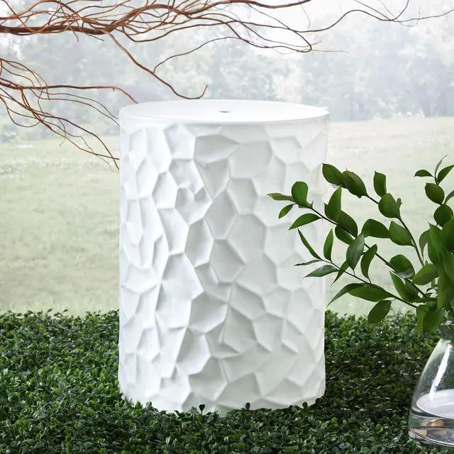 Alt view image 2 of 6 - Jungrove Contemporary Ceramic Indoor/Outdoor Stool, White