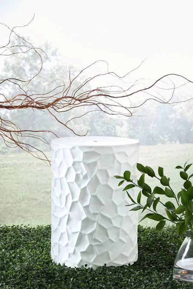 Alt view image 6 of 6 - Jungrove Contemporary Ceramic Indoor/Outdoor Stool, White