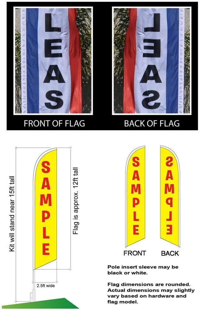 Alt view image 2 of 3 - 2 (Two) Now Open red/YEL 15' SWOOPER #3 Feather Flags KIT with Poles+Spikes (1)