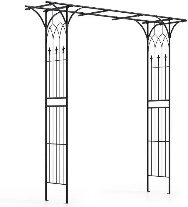 Main image of Garden Arbor Wedding Arch for Ceremony Party, Metal Trellis Archway for Climbing Plants Rose Grape Vines, Steel Frame Pergola Decoration for Backyard Patio Lawn Pathway, Easy to Assemble