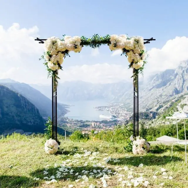 Alt view image 5 of 6 - Garden Arbor Wedding Arch for Ceremony Party, Metal Trellis Archway for Climbing Plants Rose Grape Vines, Steel Frame Pergola Decoration for Backyard Patio Lawn Pathway, Easy to Assemble