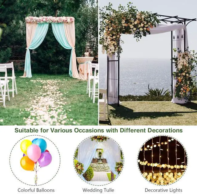 Alt view image 6 of 6 - Garden Arbor Wedding Arch for Ceremony Party, Metal Trellis Archway for Climbing Plants Rose Grape Vines, Steel Frame Pergola Decoration for Backyard Patio Lawn Pathway, Easy to Assemble