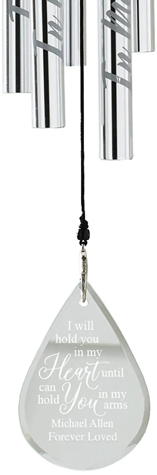 Alt view image 2 of 6 - Personalized Memorial Wind Chime - Engraved Tubes - Glass Sail - Sympathy - Custom Condolences - 24" H - for Those We Love