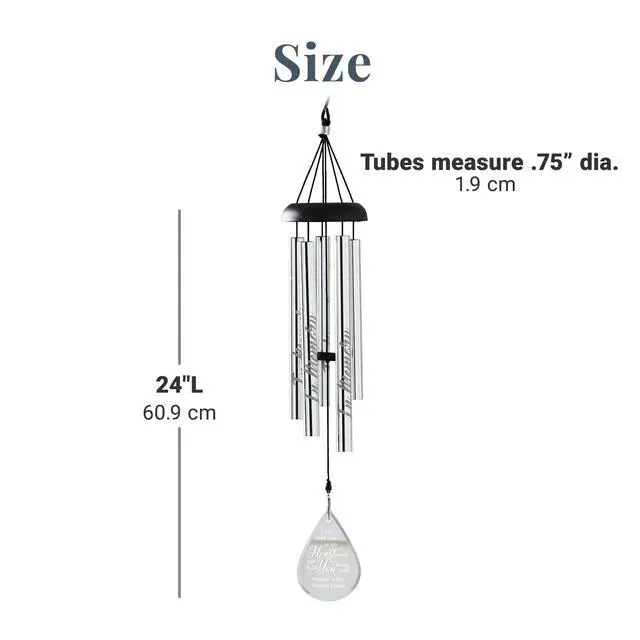 Alt view image 6 of 6 - Personalized Memorial Wind Chime - Engraved Tubes - Glass Sail - Sympathy - Custom Condolences - 24" H - for Those We Love
