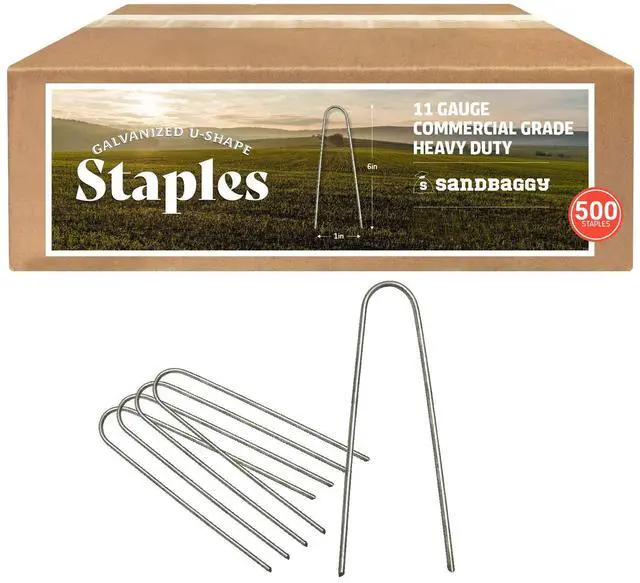 Main image of Galvanized 6 Inch Round Top Landscape Staples ~ SOD Garden Stakes for Drip Irrigation Tubing & PVC Piping - Trusted by Farmers & Contractors Across USA (500 Staples)