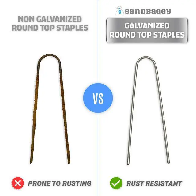 Alt view image 3 of 6 - Galvanized 6 Inch Round Top Landscape Staples ~ SOD Garden Stakes for Drip Irrigation Tubing & PVC Piping - Trusted by Farmers & Contractors Across USA (500 Staples)