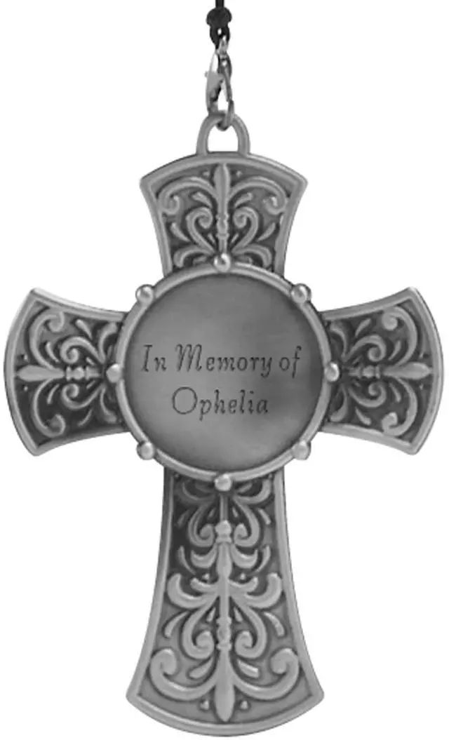 Alt view image 2 of 6 - Personalized Memorial Wind Chime - Sympathy - Condolences - Engraved - 30" H + Cross Medallion - Amazing Grace