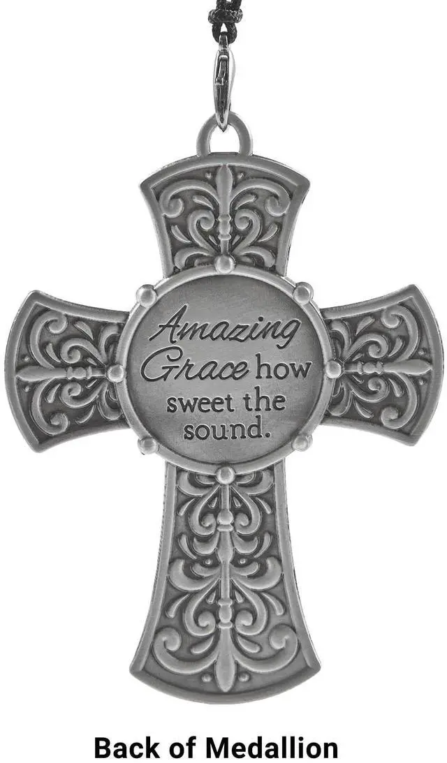 Alt view image 3 of 6 - Personalized Memorial Wind Chime - Sympathy - Condolences - Engraved - 30" H + Cross Medallion - Amazing Grace