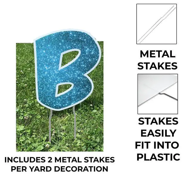 Alt view image 3 of 6 - Rainbow Sparkle Birthday Yard Decorations Happy Birthday Yard Letters, 17pcs, 19432 Includes Stakes (Happy Birthday)