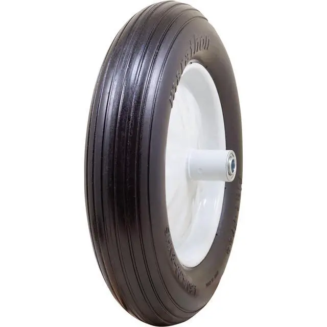 Alt view image 5 of 6 - 4.80/4.00-8" Flat Free Wheelbarrow Tire on Wheel, 6" Centered Hub, 5/8" Ball Bearings, Ribbed Tread