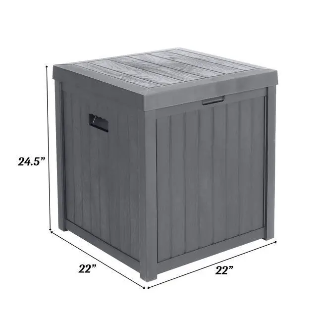 Alt view image 2 of 6 - 51 Gallon Medium Deck Box Organization, Resin Storage Box for Patio Furniture or Tools, Indoor & Outdoor Lockable Container Box for Garden, Pool, Yard, Porch and Balcony (Grey)