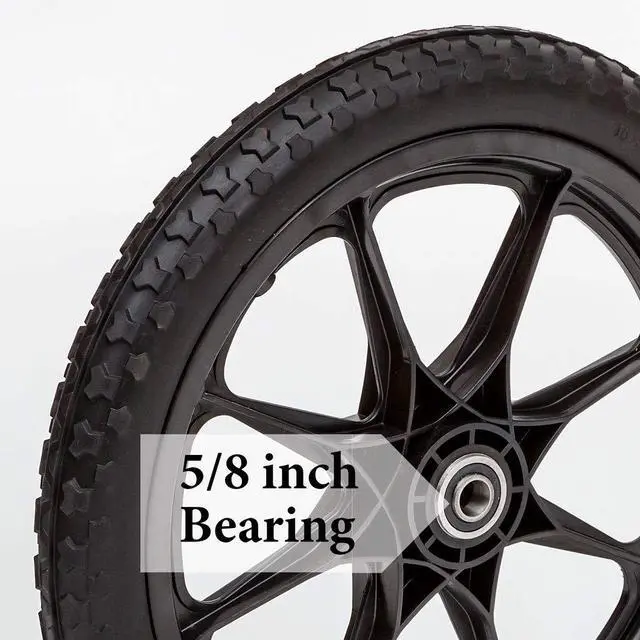 Alt view image 3 of 3 - Set of 2 Flat Free Plastic Spoke Wheels | Replacement Wheel for Lawnmower, Garden Cart, Pony Wagon Replacement | 5/8" Bearing