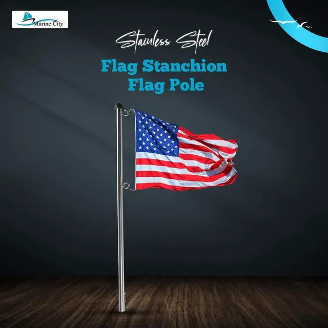 Alt view image 2 of 6 - 30 Inch Boat Flag Stanchion, 304 Stainless Steel, Gloss Polished Smooth Finish, Flagpole for Boat, Marine, Yacht, RV, ATV, Boat Accessories