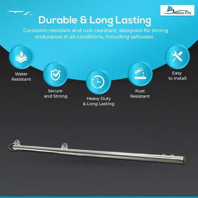 Alt view image 4 of 6 - 30 Inch Boat Flag Stanchion, 304 Stainless Steel, Gloss Polished Smooth Finish, Flagpole for Boat, Marine, Yacht, RV, ATV, Boat Accessories