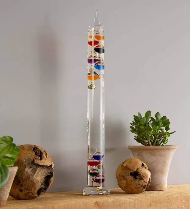 Alt view image 2 of 6 - Galileo Glass Thermometer | 20-Inches Tall | Law of Physics | Indoor Room Temperature for Home House Office Desk Counter Tabletop | Holiday Gift Present