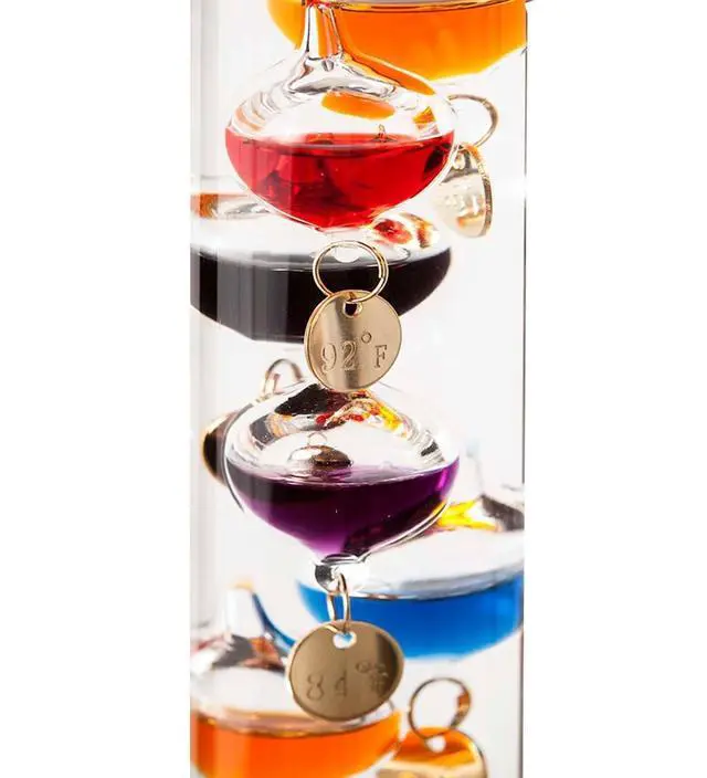 Alt view image 3 of 6 - Galileo Glass Thermometer | 20-Inches Tall | Law of Physics | Indoor Room Temperature for Home House Office Desk Counter Tabletop | Holiday Gift Present