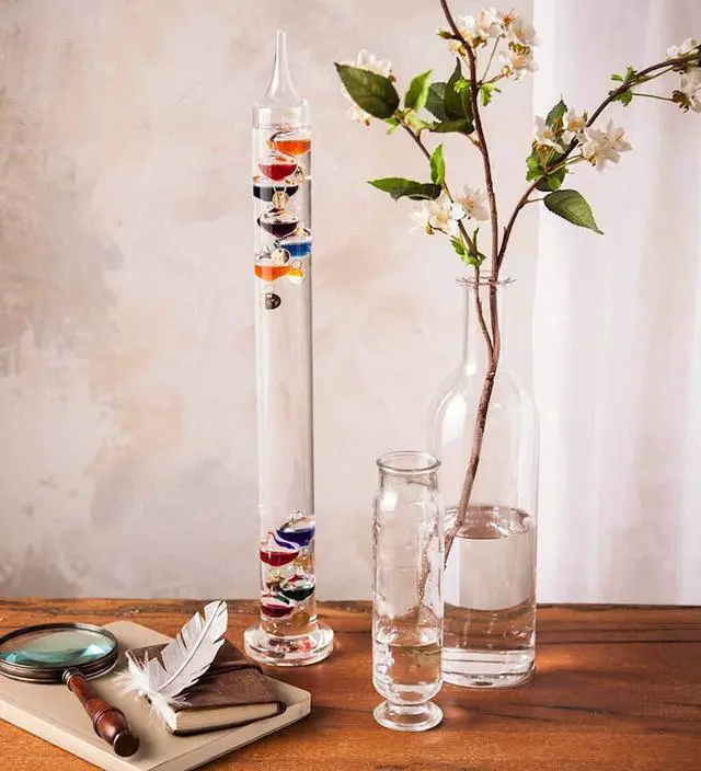 Alt view image 5 of 6 - Galileo Glass Thermometer | 20-Inches Tall | Law of Physics | Indoor Room Temperature for Home House Office Desk Counter Tabletop | Holiday Gift Present