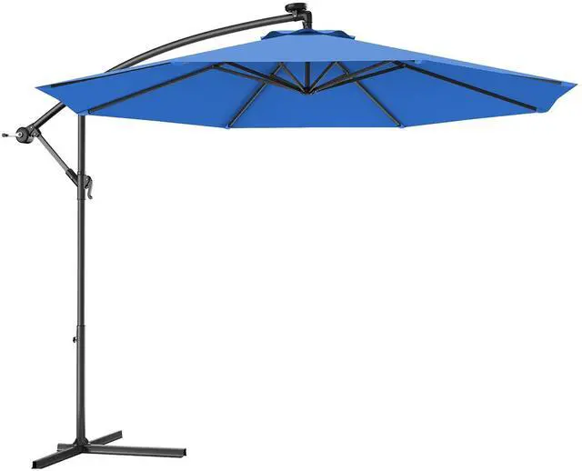 Main image of Patio Umbrella, 10ft Offset, with Strong Steel Pole and 8 Ribs, Blue Color, for Large Patio Areas