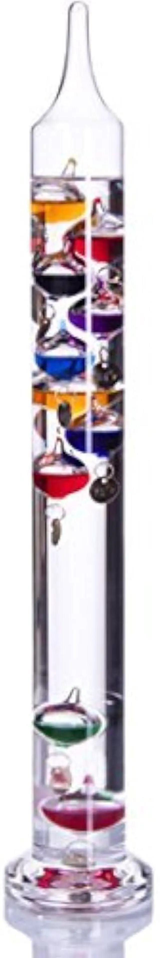 Main image of Galileo Thermometer - Floating Glass Balls Fahrenheit Temperature Indicator - Fun and Decorative (17.5" Inches High, 10 Multi Colored Spheres)