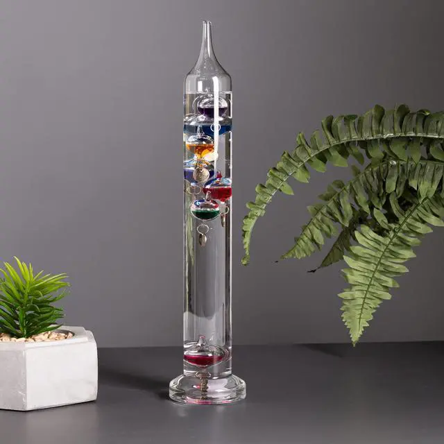 Alt view image 2 of 5 - Galileo Thermometer - Floating Glass Balls Fahrenheit Temperature Indicator - Fun and Decorative (17.5" Inches High, 10 Multi Colored Spheres)