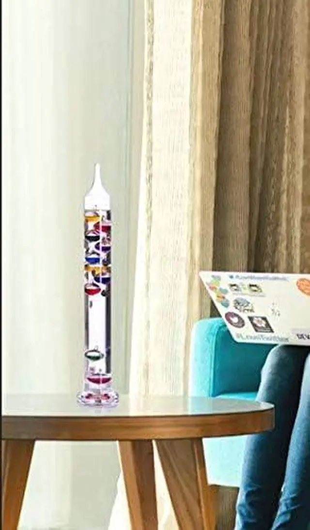 Alt view image 4 of 5 - Galileo Thermometer - Floating Glass Balls Fahrenheit Temperature Indicator - Fun and Decorative (17.5" Inches High, 10 Multi Colored Spheres)