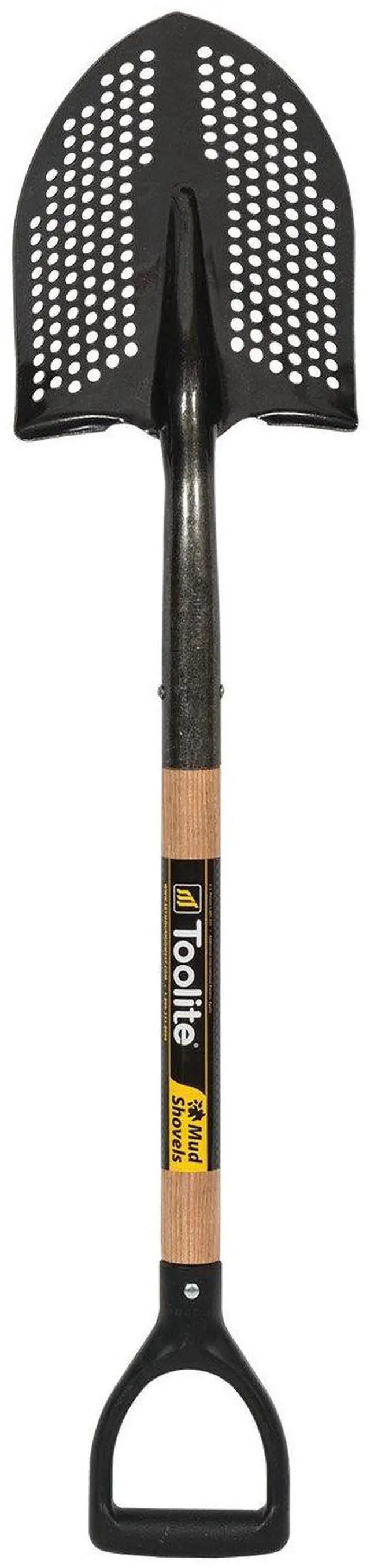 Main image of 49491 Round Point Shovel, 14 Gauge #2 / 9.5" x 11.5", Forward Turned Step/ Perforated, Solid Steel Rivet, 29" Precision Lathe Turned Hardwood, Poly D Grip