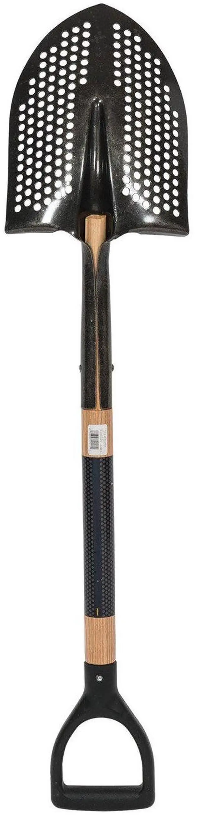 Alt view image 2 of 2 - 49491 Round Point Shovel, 14 Gauge #2 / 9.5" x 11.5", Forward Turned Step/ Perforated, Solid Steel Rivet, 29" Precision Lathe Turned Hardwood, Poly D Grip