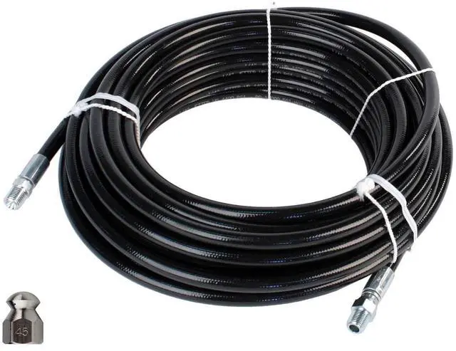 Main image of Sewer Jetter Kit 1/4" NPT x 50' Hose & 4.5 Orifice Button Nose Nozzle 4000 PSI