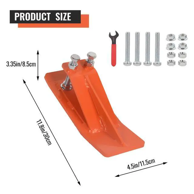 Alt view image 2 of 6 - 2Pcs Tractor Bucket Edge Protector, 3/8'' Thick Snow Skid Tamer, Double Hex Lock Nuts & Bolts Included for Snow Removal, Leaves, Gravel Spreading, Orange