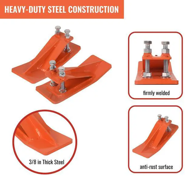 Alt view image 3 of 6 - 2Pcs Tractor Bucket Edge Protector, 3/8'' Thick Snow Skid Tamer, Double Hex Lock Nuts & Bolts Included for Snow Removal, Leaves, Gravel Spreading, Orange