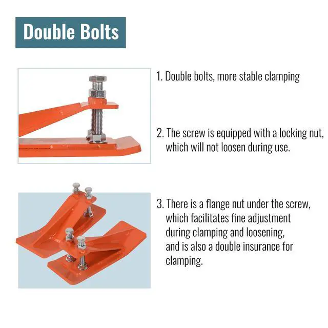 Alt view image 4 of 6 - 2Pcs Tractor Bucket Edge Protector, 3/8'' Thick Snow Skid Tamer, Double Hex Lock Nuts & Bolts Included for Snow Removal, Leaves, Gravel Spreading, Orange