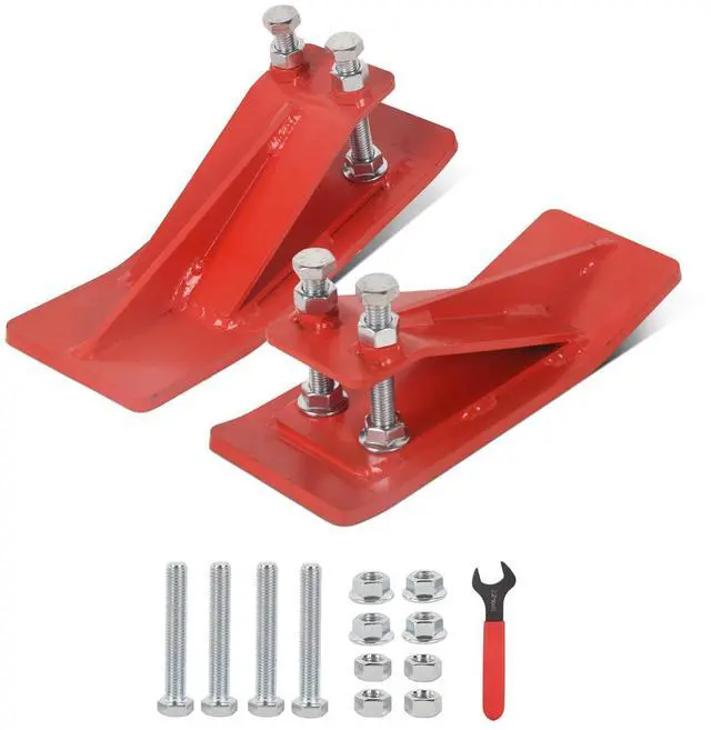 Main image of 2Pcs Tractor Bucket Edge Protector, 3/8'' Thick Snow Skid Tamer, Double Hex Lock Nuts & Bolts Included for Snow Removal, Leaves, Gravel Spreading,Red