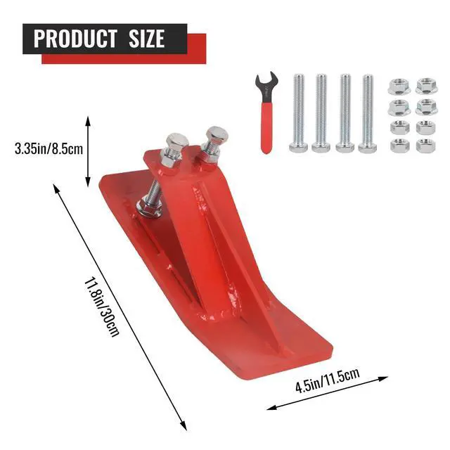 Alt view image 2 of 6 - 2Pcs Tractor Bucket Edge Protector, 3/8'' Thick Snow Skid Tamer, Double Hex Lock Nuts & Bolts Included for Snow Removal, Leaves, Gravel Spreading,Red