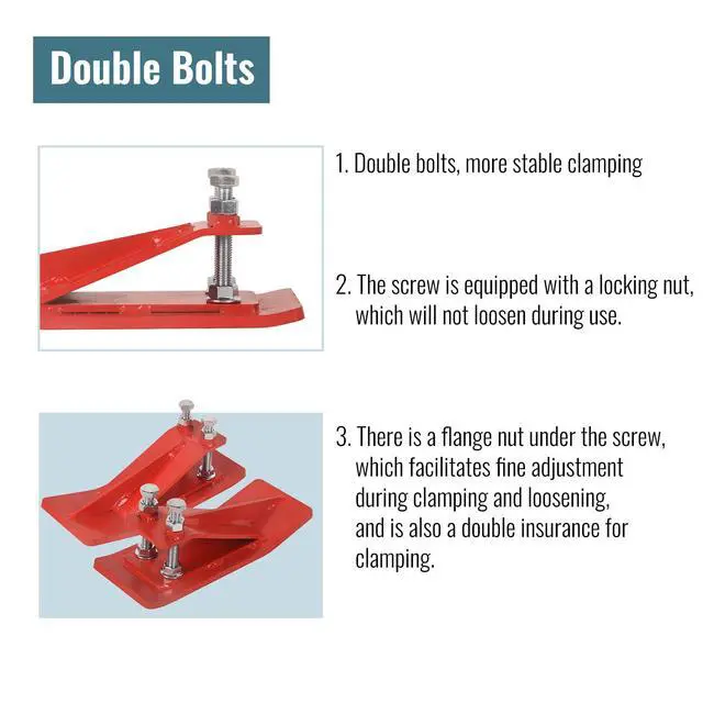 Alt view image 4 of 6 - 2Pcs Tractor Bucket Edge Protector, 3/8'' Thick Snow Skid Tamer, Double Hex Lock Nuts & Bolts Included for Snow Removal, Leaves, Gravel Spreading,Red