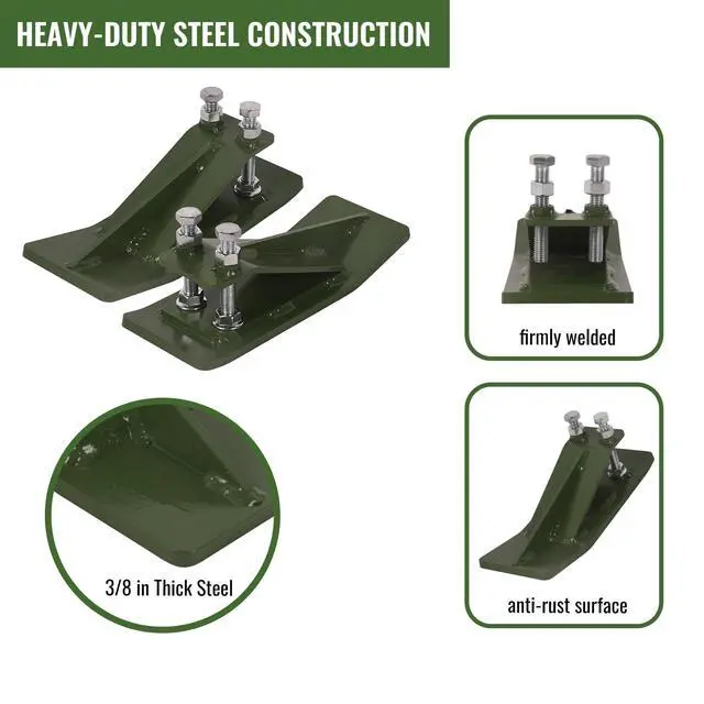 Alt view image 5 of 6 - 2Pcs Tractor Bucket Protector, 3/8'' Thick Snow Skid Tamer, Double Hex Lock Nuts & Bolts Included for Snow Removal, Leaves, Gravel Spreading, Green