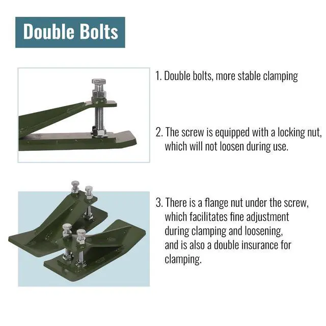 Alt view image 6 of 6 - 2Pcs Tractor Bucket Protector, 3/8'' Thick Snow Skid Tamer, Double Hex Lock Nuts & Bolts Included for Snow Removal, Leaves, Gravel Spreading, Green