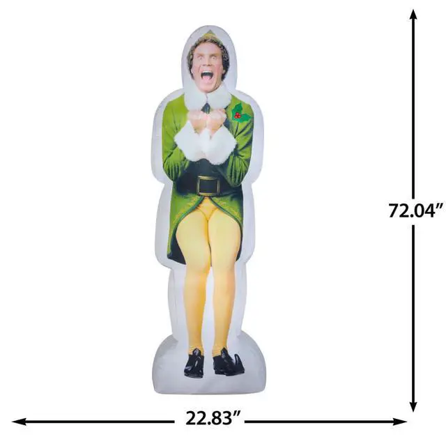 Alt view image 3 of 5 - Photorealistic Christmas Airblown Inflatable Excited Buddy The Elf S LG WB, 6 ft Tall, Green