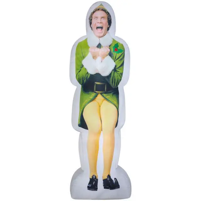 Alt view image 4 of 5 - Photorealistic Christmas Airblown Inflatable Excited Buddy The Elf S LG WB, 6 ft Tall, Green