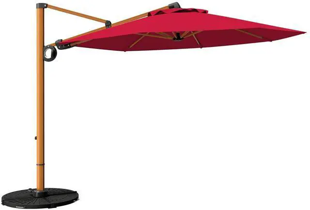 Main image of 10FT Patio Umbrella, Aluminum Cantilever Umbrella with Round Canopy, Outdoor Offset Umbrella for Patio, Garden, Deck, Red