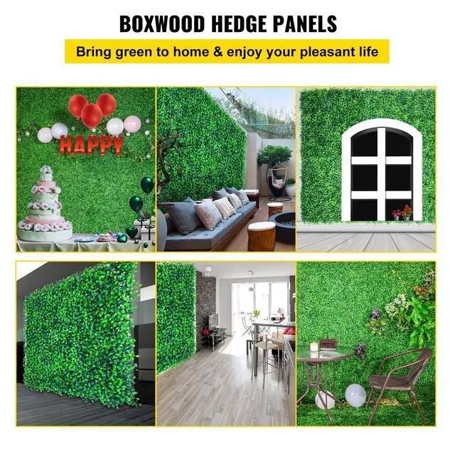 Alt view image 2 of 6 - Artificial Boxwood Panels, 20 PCS 20"x20" Boxwood Hedge Wall Panels, PE Artificial Grass Backdrop Wall 1.6", Privacy Hedge Screen for Decoration of Outdoor, Indoor, Garden, Fence, and Backyard
