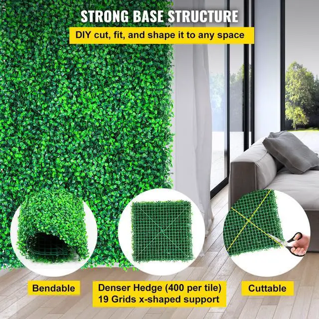 Alt view image 5 of 6 - Artificial Boxwood Panels, 20 PCS 20"x20" Boxwood Hedge Wall Panels, PE Artificial Grass Backdrop Wall 1.6", Privacy Hedge Screen for Decoration of Outdoor, Indoor, Garden, Fence, and Backyard