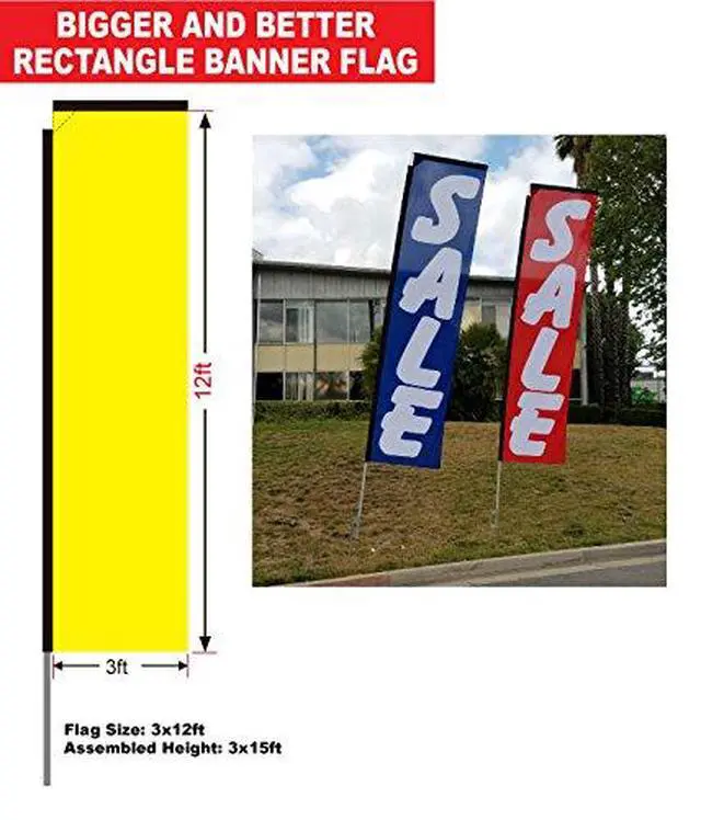 Alt view image 2 of 3 - BBQ Barbecue Flames Rectangle Feather Banner Flag with Pole Kit and Ground Spike for Restaurants, Markets, Business Owners outdoor advertising