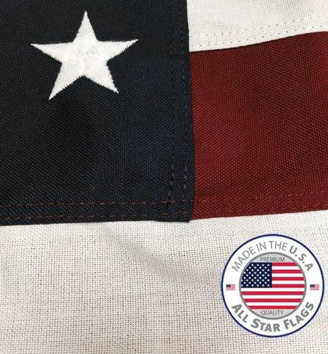 Alt view image 4 of 5 - Heavy-Duty American Flag 4x6' -100% Made in The USA- Durable, Long Lasting, Polyester Fabric - Embroidered Stars, Sewn Stripes, 4 Rows of Lock Stitching on The Fly End, High Wind Usage