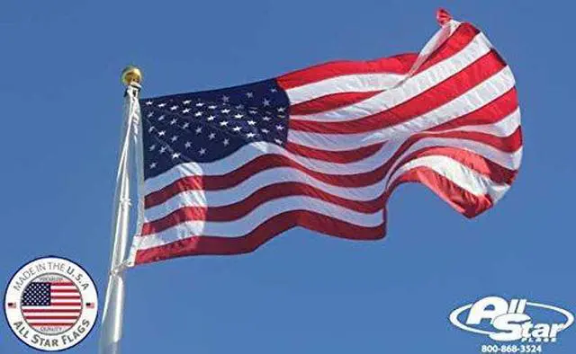 Alt view image 5 of 5 - Heavy-Duty American Flag 4x6' -100% Made in The USA- Durable, Long Lasting, Polyester Fabric - Embroidered Stars, Sewn Stripes, 4 Rows of Lock Stitching on The Fly End, High Wind Usage