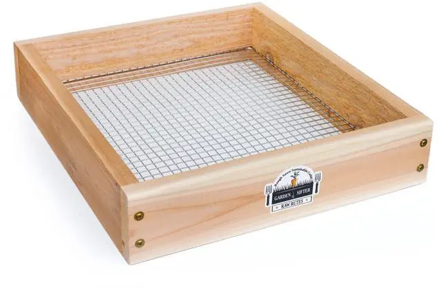 Main image of Cedar Garden Sifter for Compost, Dirt and Potting Soil - Handcrafted in The USA - Sustainable Cedar - Heavy Duty Stainless Grate (Handheld)