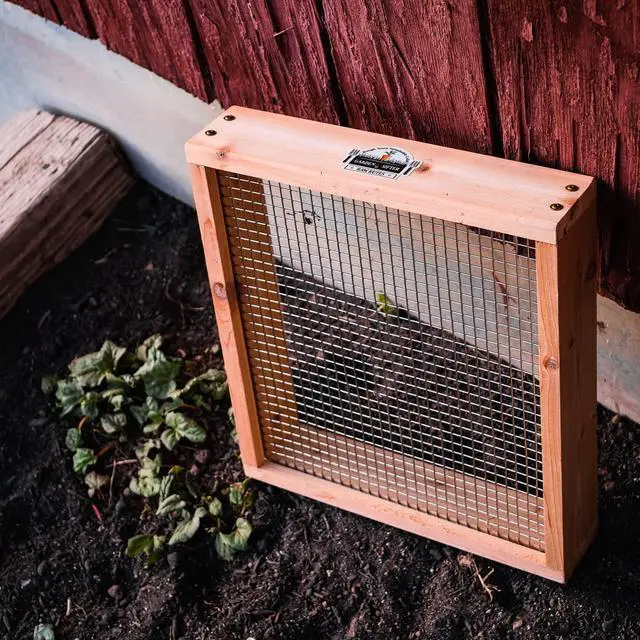 Alt view image 6 of 6 - Cedar Garden Sifter for Compost, Dirt and Potting Soil - Handcrafted in The USA - Sustainable Cedar - Heavy Duty Stainless Grate (Handheld)
