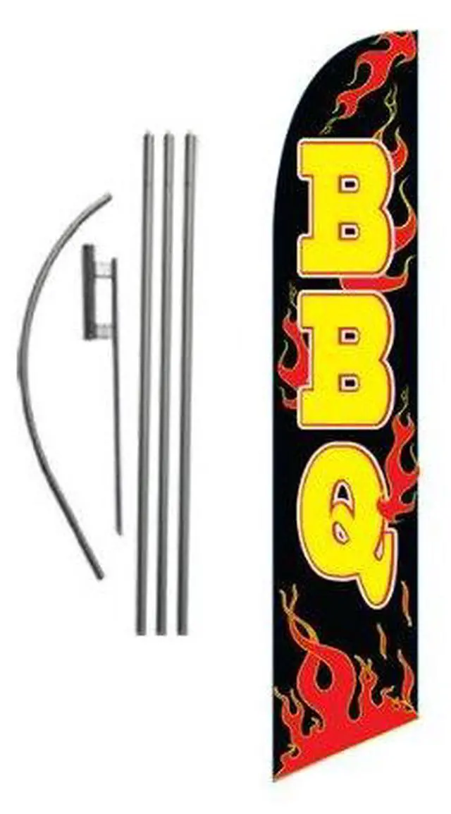 Main image of BBQ Barbeque Advertising Feather Banner Swooper Flag Sign with Flag Pole Kit and Ground Stake
